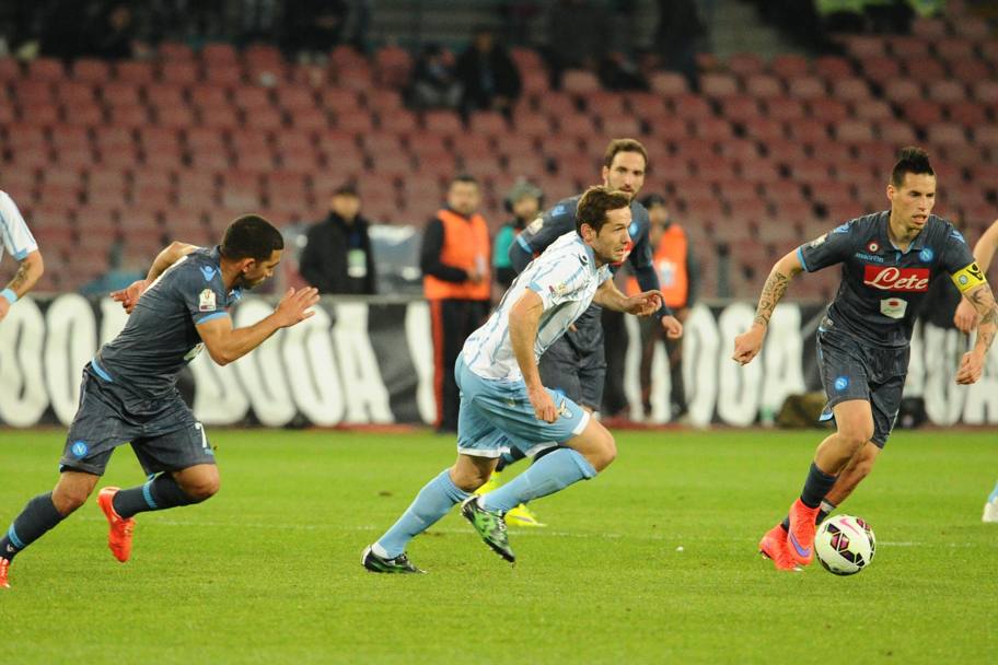 Senad Lulic ancora protagonista in Coppa Italia due anni dopo. Al San Paolo il difensore della Lazio segna il gol che stende il Napoli e apre le porte della finale contro la Juventus (ANSA)